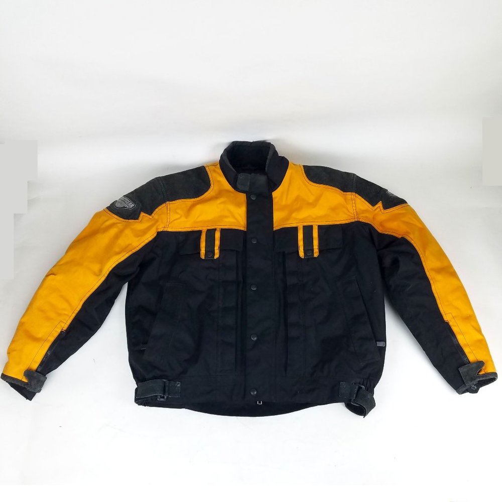 First Gear Trekker Mens Padded Motorcycle Riding Jacket Hypertex Size L Yellow